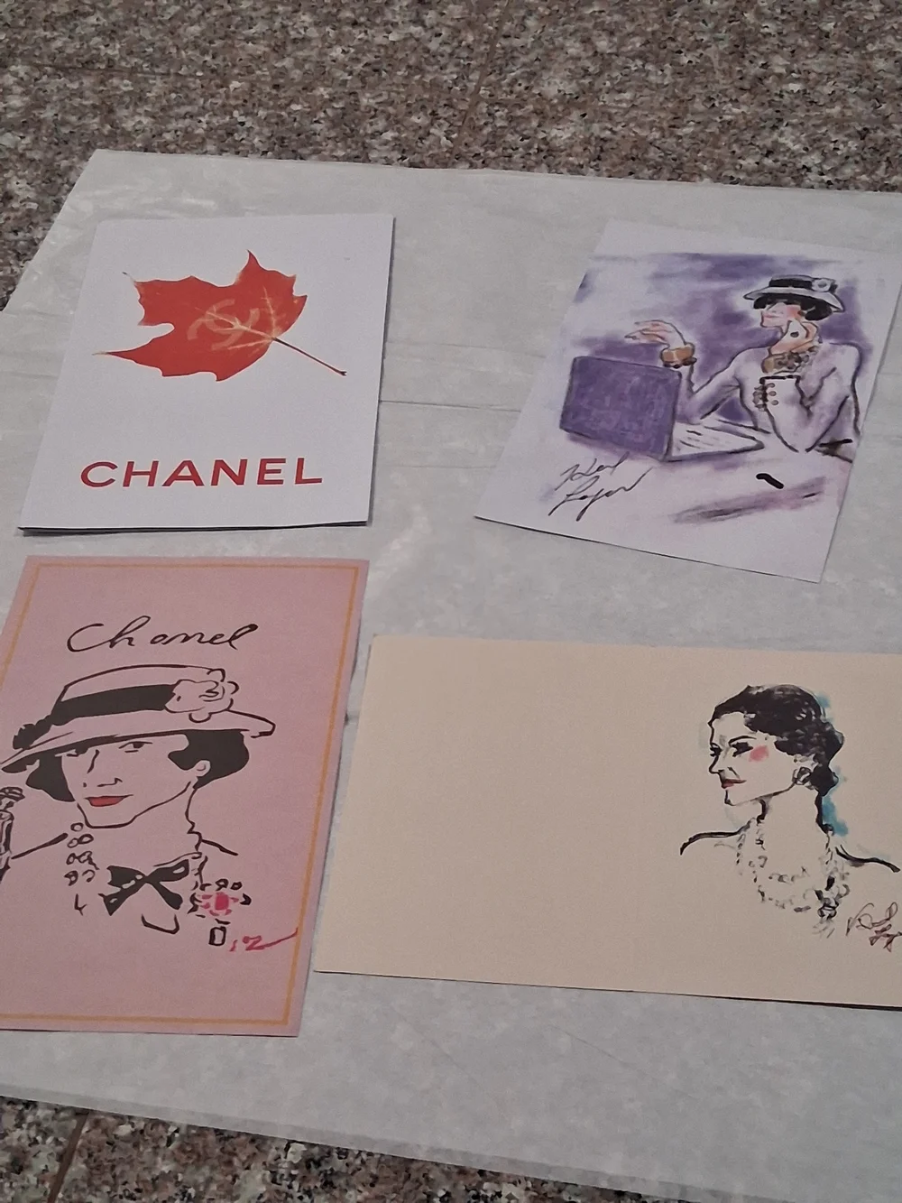 Chanel VIP/GWP Illustrated Note Cards - Pink, Cream, Purple, Red
